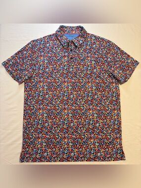 BirdieBound Men’s Ditsy Flower Print Golf Polo Shirt Moisture Wicking Technology